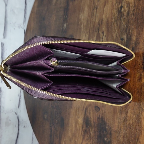 Michael Kors Plum Leather Mercer Zip Around Wallet - Picture 12 of 12